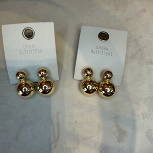 2 Pair of Outfitters Gold Double Ball Stud Earrings